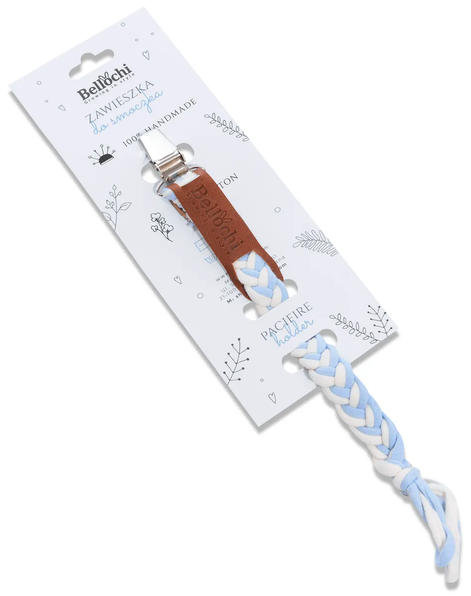 Zawieszka warkoczykowa do smoczka niebiesko-biała