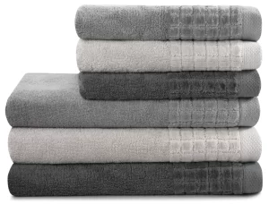 Ensemble de 6 serviettes d’hôtel de luxe Larissa Doux Gris 500 g/m² Ensemble de 6 serviettes d’hôtel de luxe Larissa Doux Gris 500 g/m²
