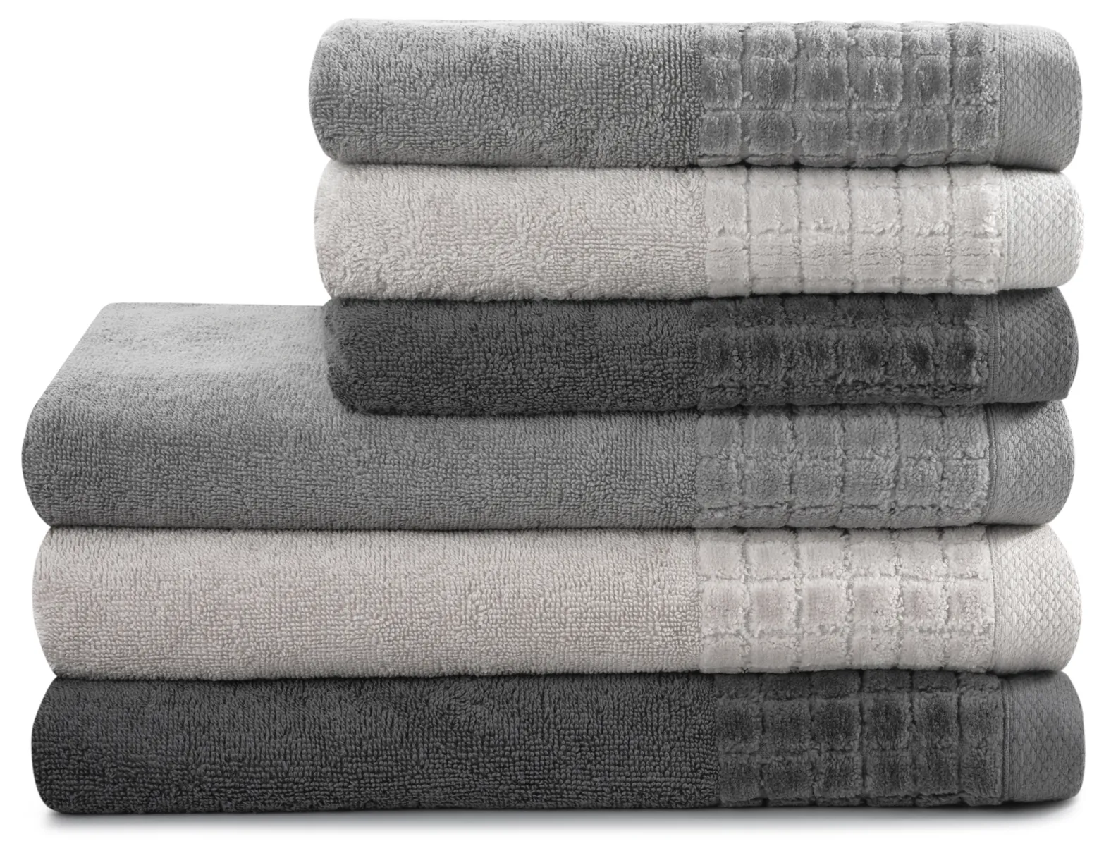 Ensemble de 6 serviettes d’hôtel de luxe Larissa Doux Gris 500 g/m²