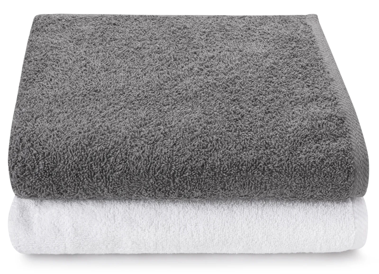 Ensemble de 2 serviettes de bain Parama de grande taille 150×100 cm en blanc et gris, 500 g/m²