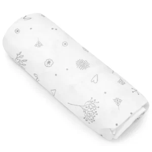 Pack jumeau de 4 draps pour couffin Twinux 70×25 cm, gris et blanc avec ornements