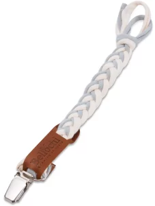 Zawieszka warkoczykowa do smoczka szaro-biała