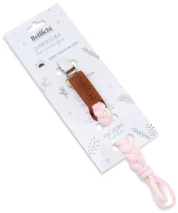 Zawieszka warkoczykowa do smoczka różowo-biała