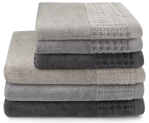 Ensemble de 6 serviettes d’hôtel de luxe Larissa Doux Gris 500 g/m² Ensemble de 6 serviettes d’hôtel de luxe Larissa Doux Gris 500 g/m²