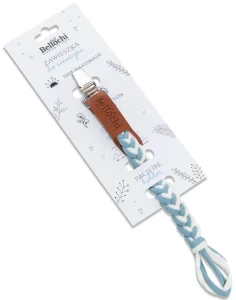 Zawieszka warkoczykowa do smoczka turkusowo-biała