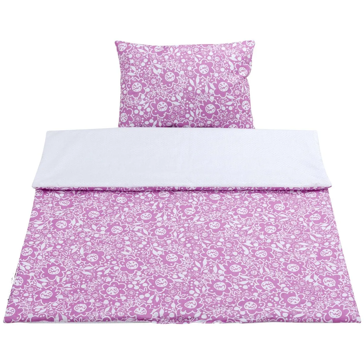 Ensemble de literie pour tout-petit en coton 2 pièces avec garnissage : couette enfant 135×100 cm et oreiller 60×40 cm, purple caramella Ensemble de literie pour tout-petit en coton 2 pièces avec garnissage : couette enfant 135×100 cm et oreiller 60×40 cm, purple caramella