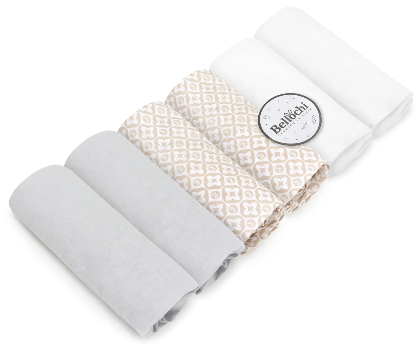 Ensemble de draps pour nacelle jumeau Twinux 70×25 cm, gris, blanc, beige