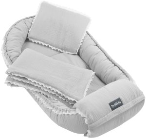 nid pour bébé 100×60 cm Cuddly Muslin Gris ensemble de shower pour bébé nid pour bébé 100×60 cm Cuddly Muslin Gris ensemble de shower pour bébé