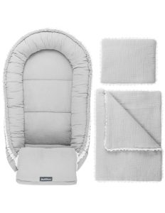 nid pour bébé 100×60 cm Cuddly Muslin Gris ensemble de shower pour bébé nid pour bébé 100×60 cm Cuddly Muslin Gris ensemble de shower pour bébé