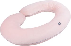 Grand coussin de grossesse en forme de C, 140×85 cm, rose