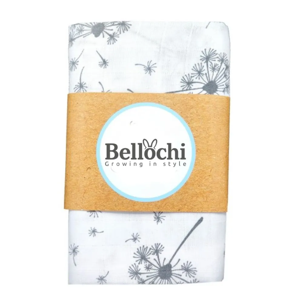 Couverture d’emmaillotage en mousseline pissenlits 120×120 cm