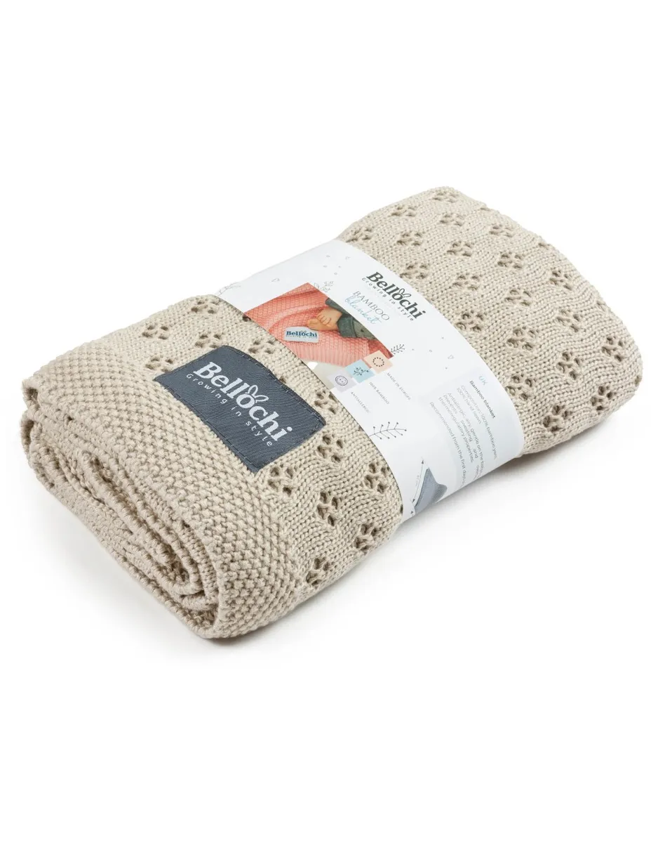 Couverture en bambou ajourée 100×80 cm, beige – creamy nut