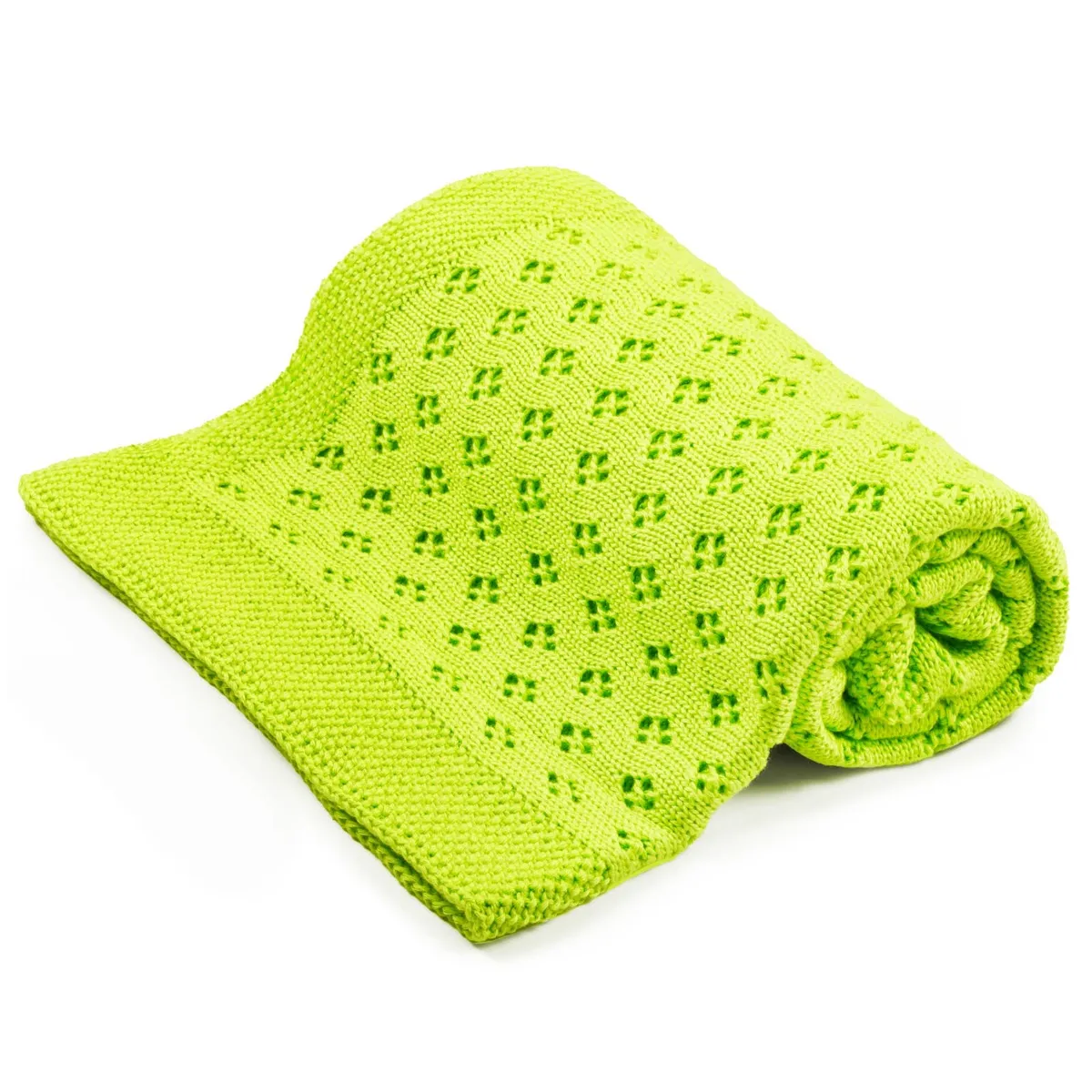 Couverture en bambou ajourée 100×80 cm citron vert 100% fil de bambou