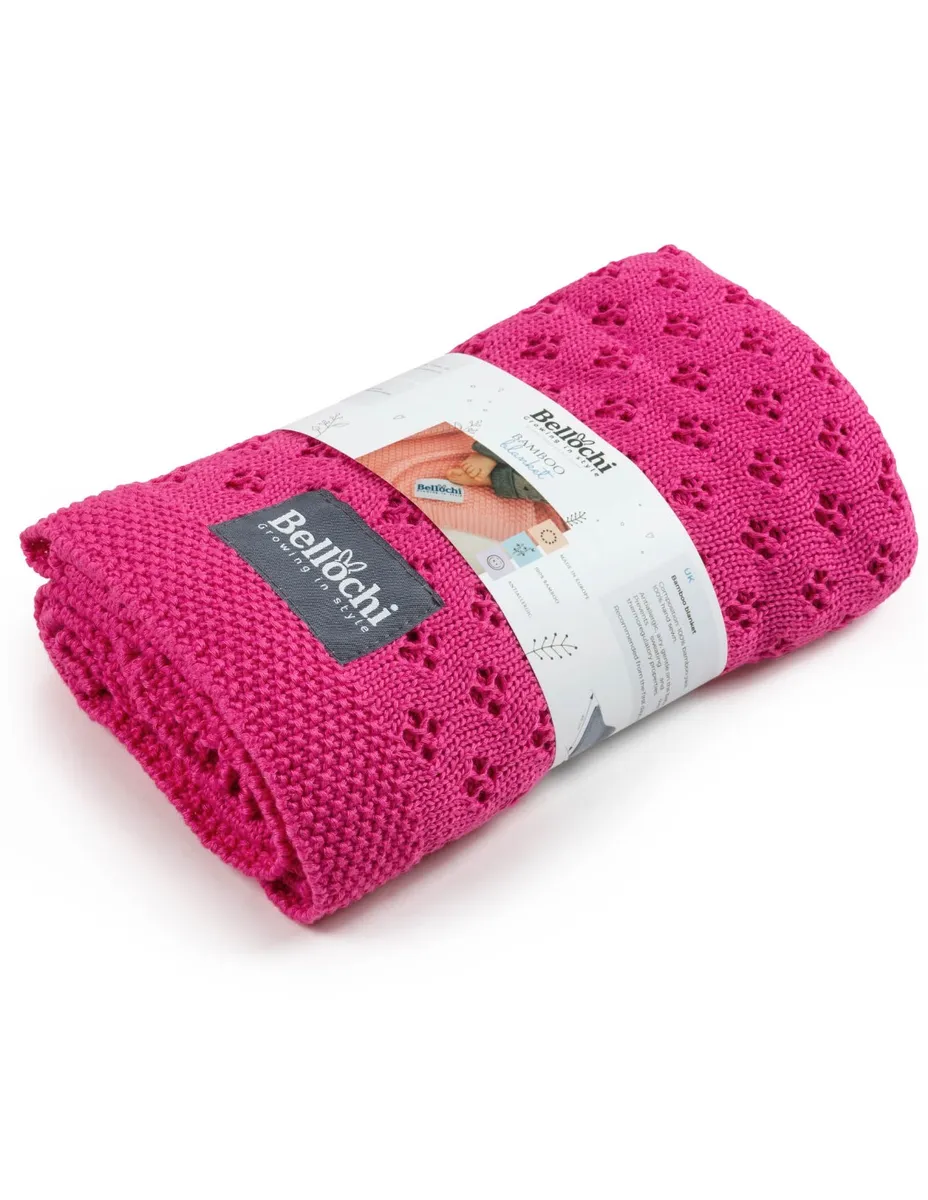 couverture en bambou ajourée 100×80 cm mallow – rose 100% fil de bambou