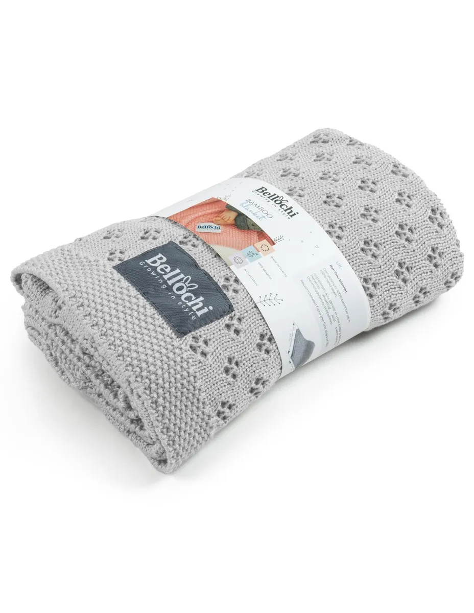 couverture en bambou ajourée 100×80 cm stella – gris 100% fil de bambou