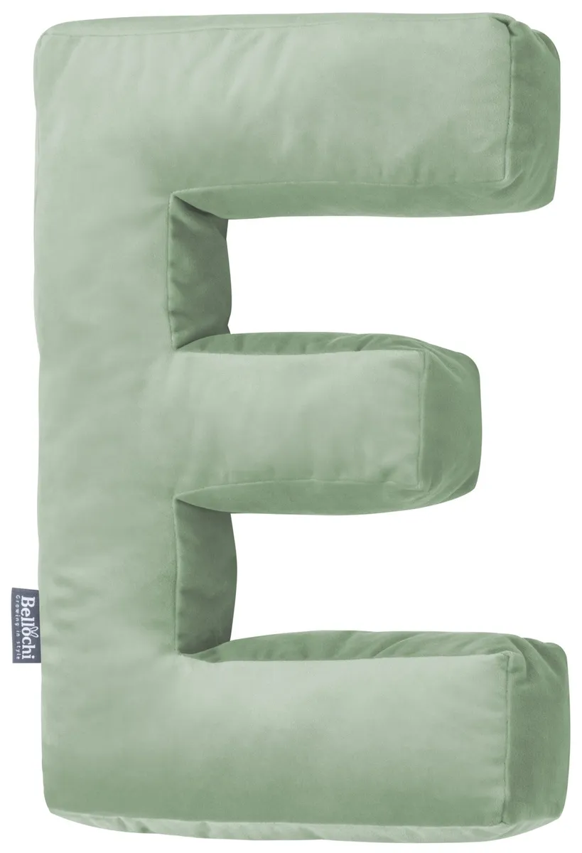 Coussin décoratif en forme de lettre ‘E’ olive