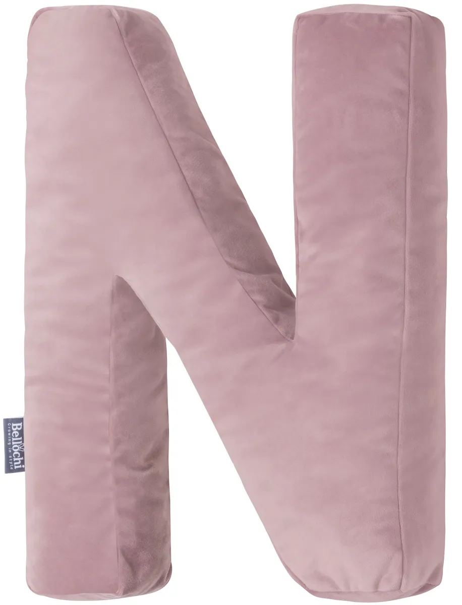 Coussin décoratif en forme de lettre N en rose