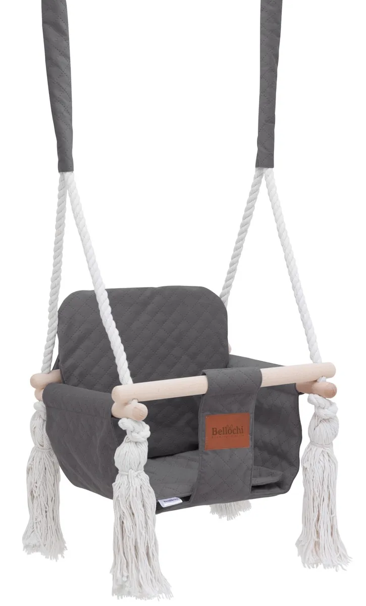 Balancelle pour bébé en velours, balançoire en bois pour enfants de 1 à 3 ans, gris
