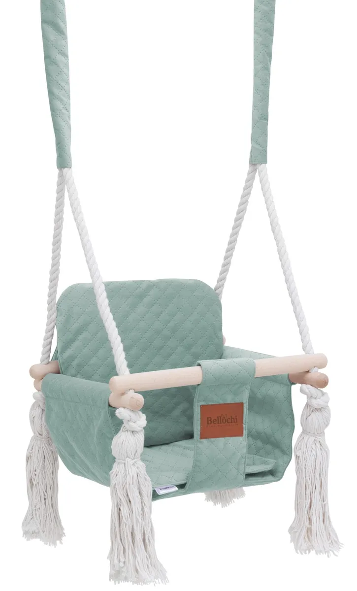Balançoire pour bébé en velours, balançoire en bois pour enfants de 1 à 3 ans, menthe