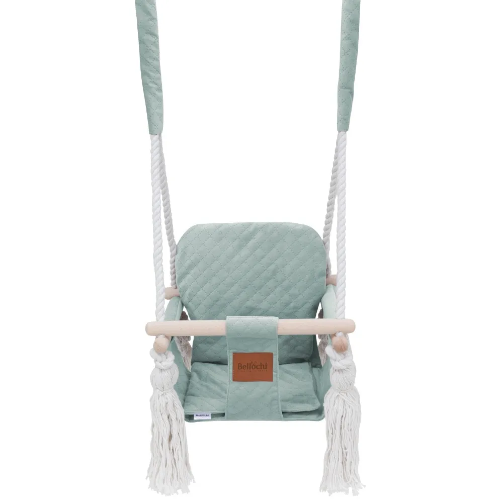 Balançoire pour bébé en velours, balançoire en bois pour enfants de 1 à 3 ans, menthe