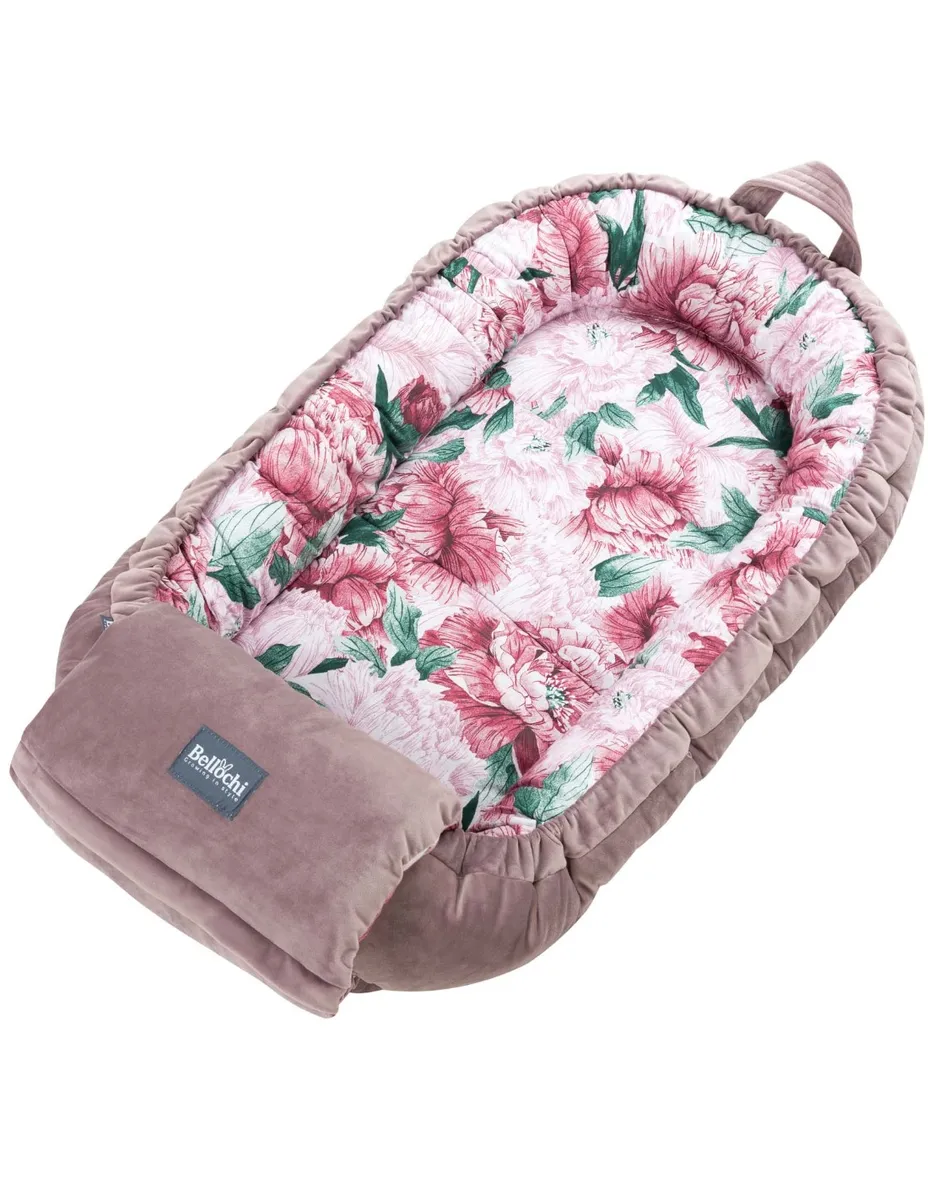 Nid de bébé 100×60 cm Pink Peony avec emballage multifonctionnel