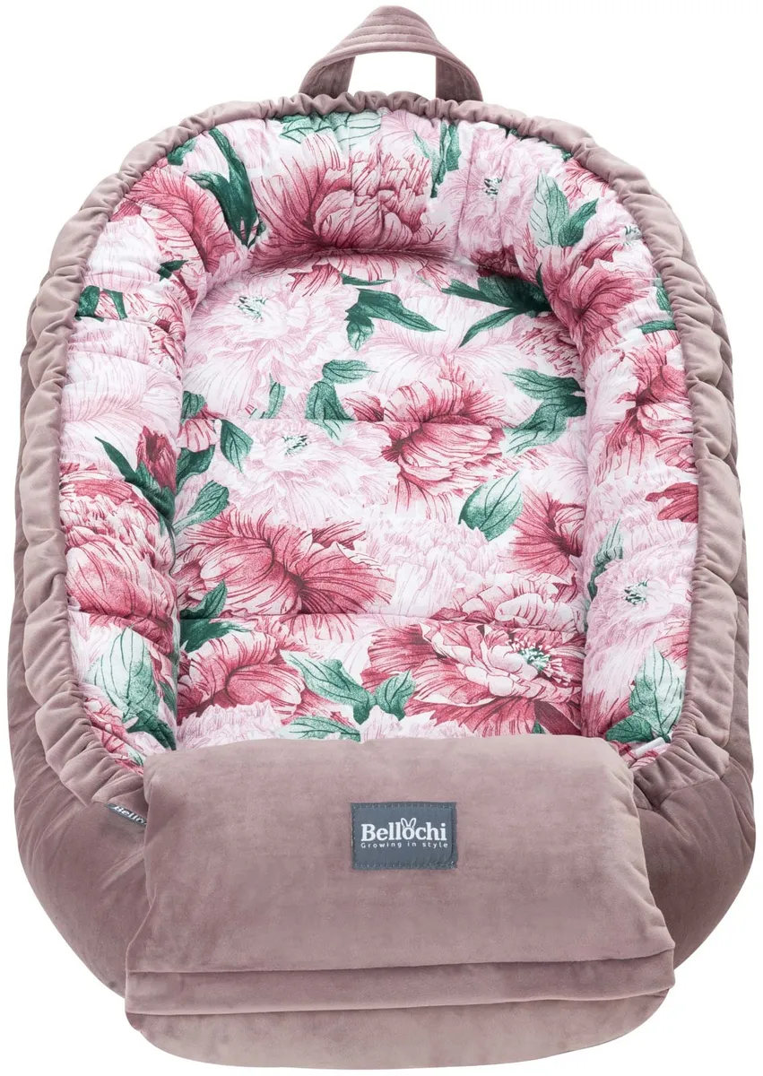 Nid de bébé 100×60 cm Pink Peony avec emballage multifonctionnel