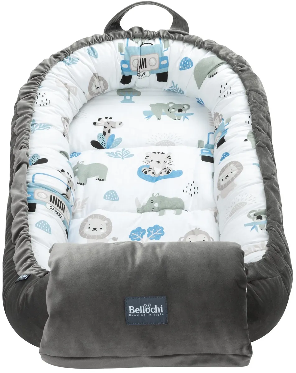 Nid de bébé 100×60 cm Safari avec emballage multifonctionnel Nid de bébé 100×60 cm Safari avec emballage multifonctionnel