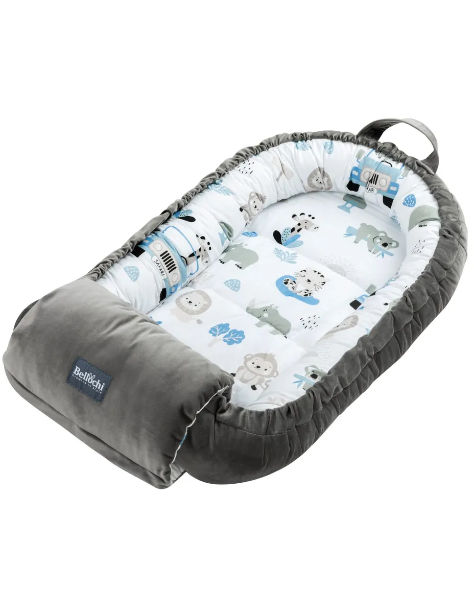 Nid de bébé 100×60 cm Safari avec emballage multifonctionnel Nid de bébé 100×60 cm Safari avec emballage multifonctionnel