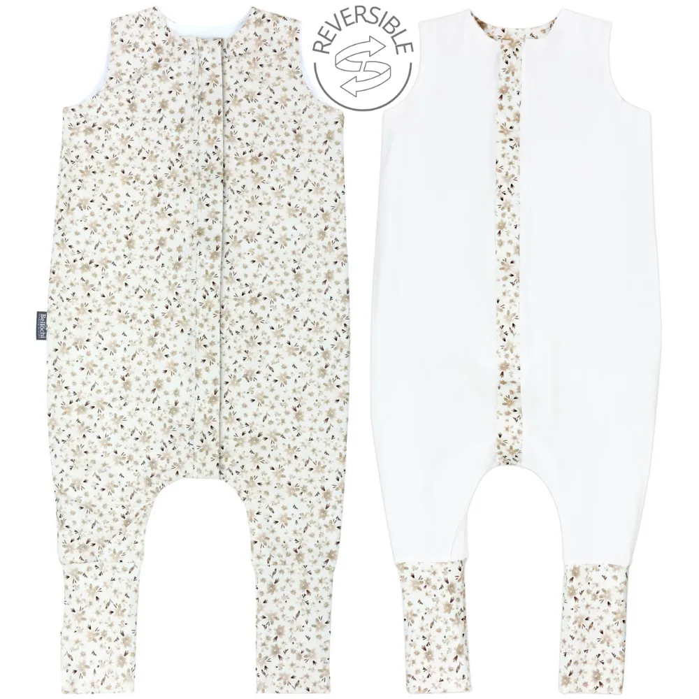 Sac de couchage double-face avec pieds pour enfants de 1-2 ans TOG 2.5 beige fleur