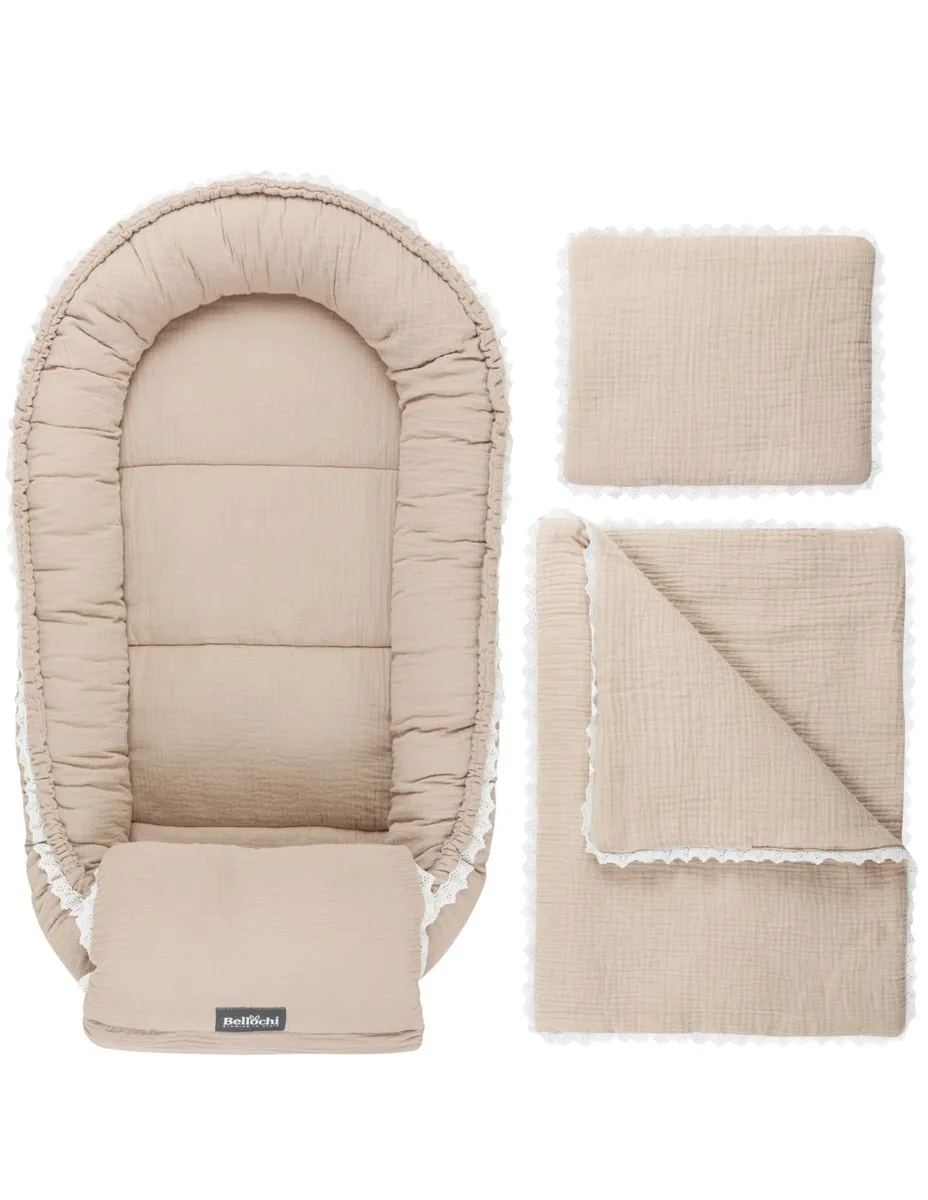 ensemble de nid pour bébé Cuddly Muslin Beige ensemble de douche de bébé avec emballage multifonctionnel