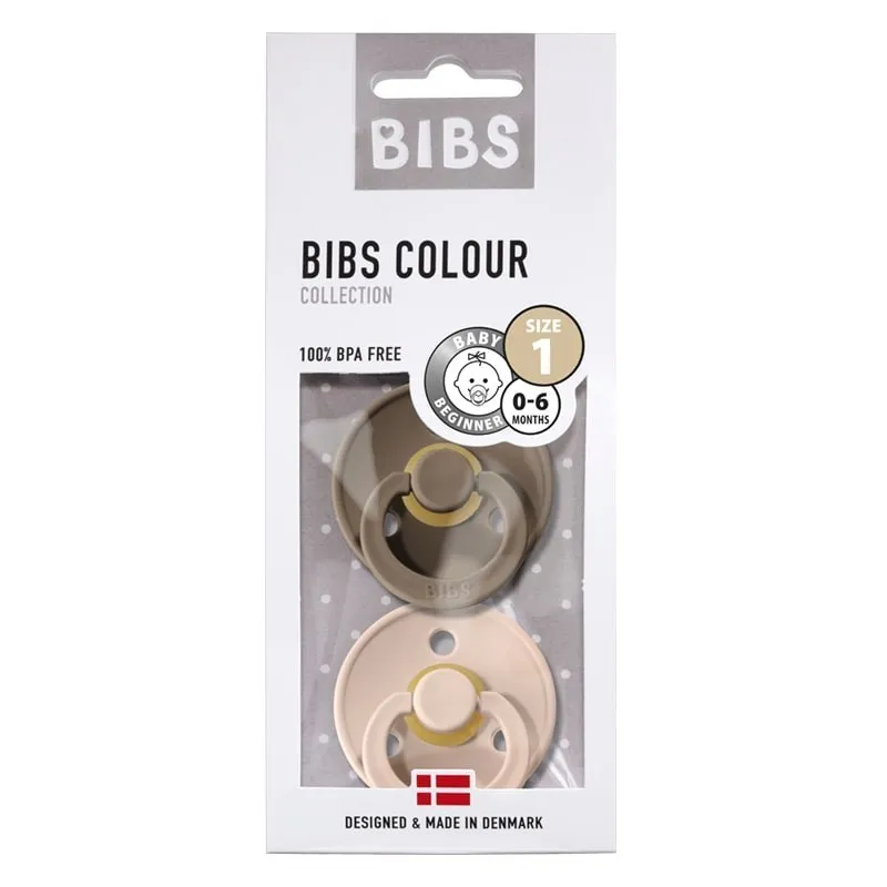 BIBS Couleur 2-Pack Taille 2-M Sucette 6m+ (Caoutchouc Hevea) Blush & Dark Oak