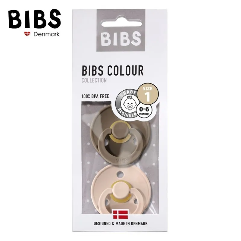 BIBS Couleur 2-Pack Taille 2-M Sucette 6m+ (Caoutchouc Hevea) Blush & Dark Oak