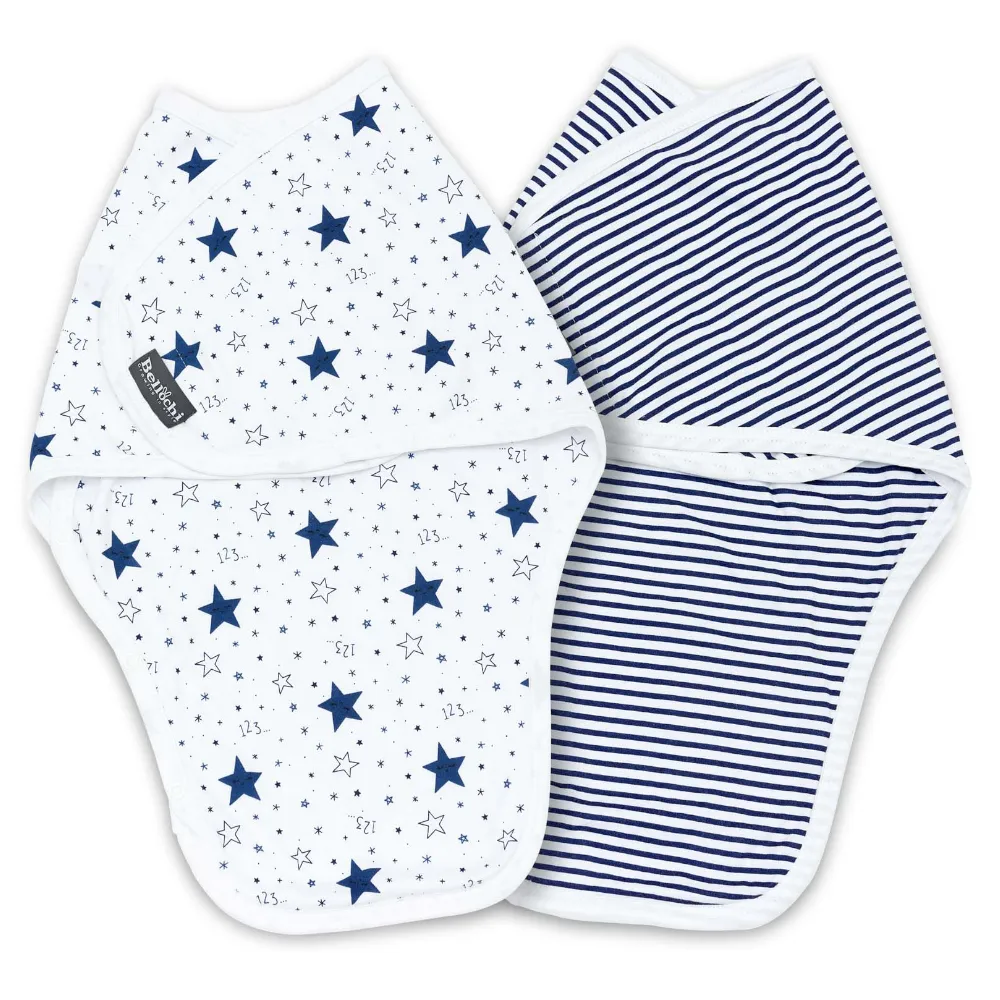 Ensemble 2 pièces de couverture d’emmaillotage pour bébé MiMi bleu 0-3m
