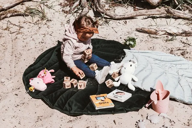 Tapis de jeu petit 95×78 cm feuille grise