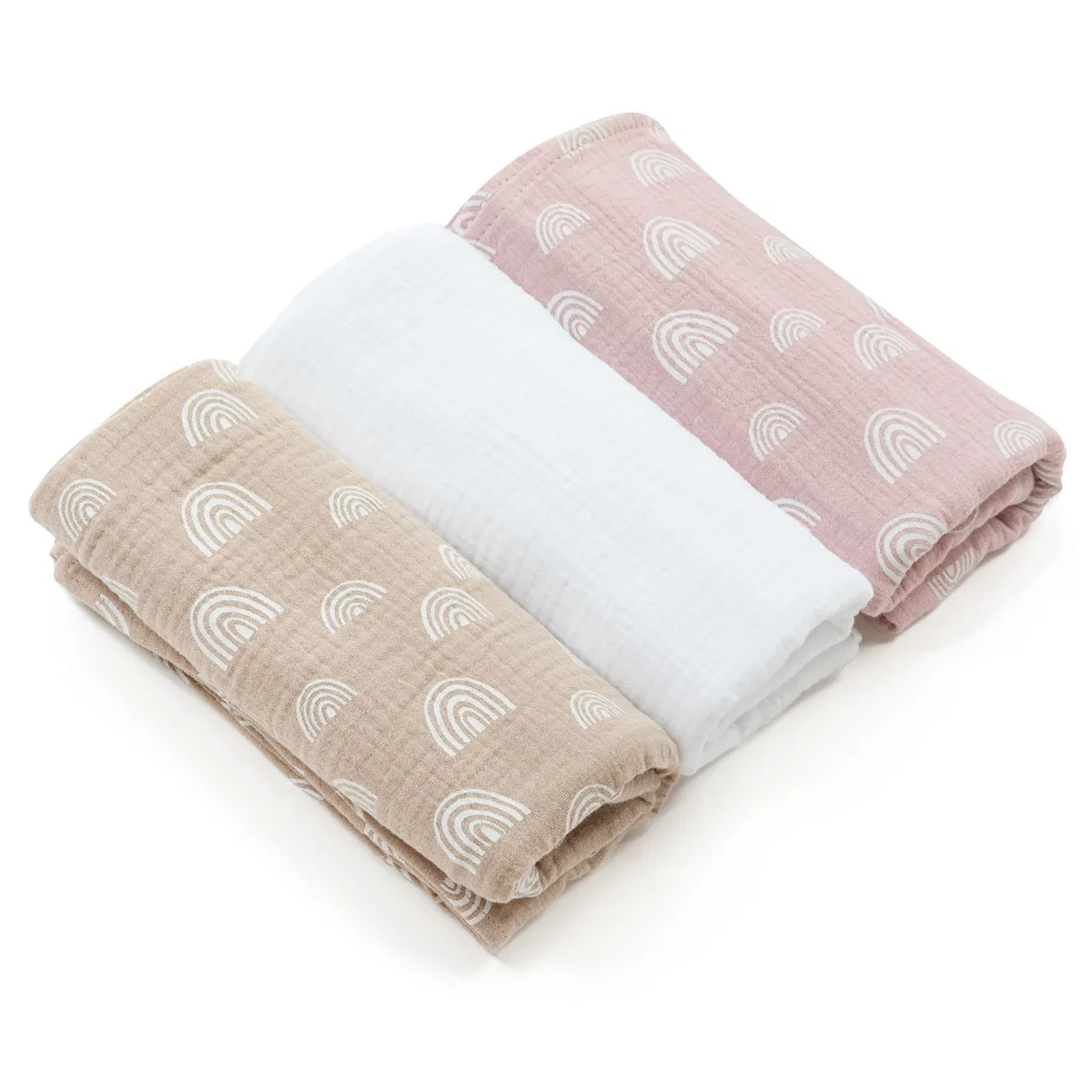 Ensemble de 3 carrés de mousseline 60×80 cm rainbow