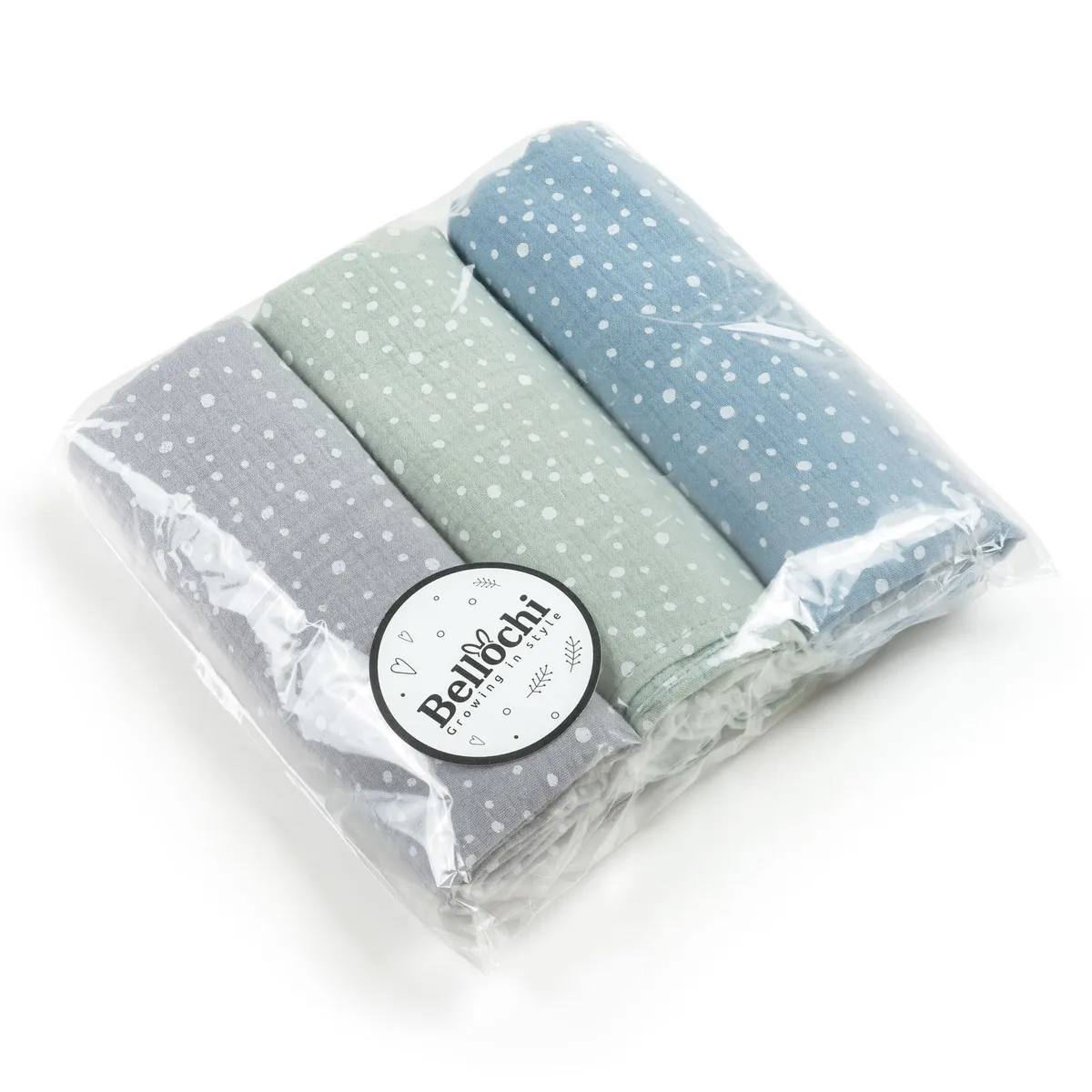 Ensemble de 3 carrés de mousseline 60×80 cm à pois