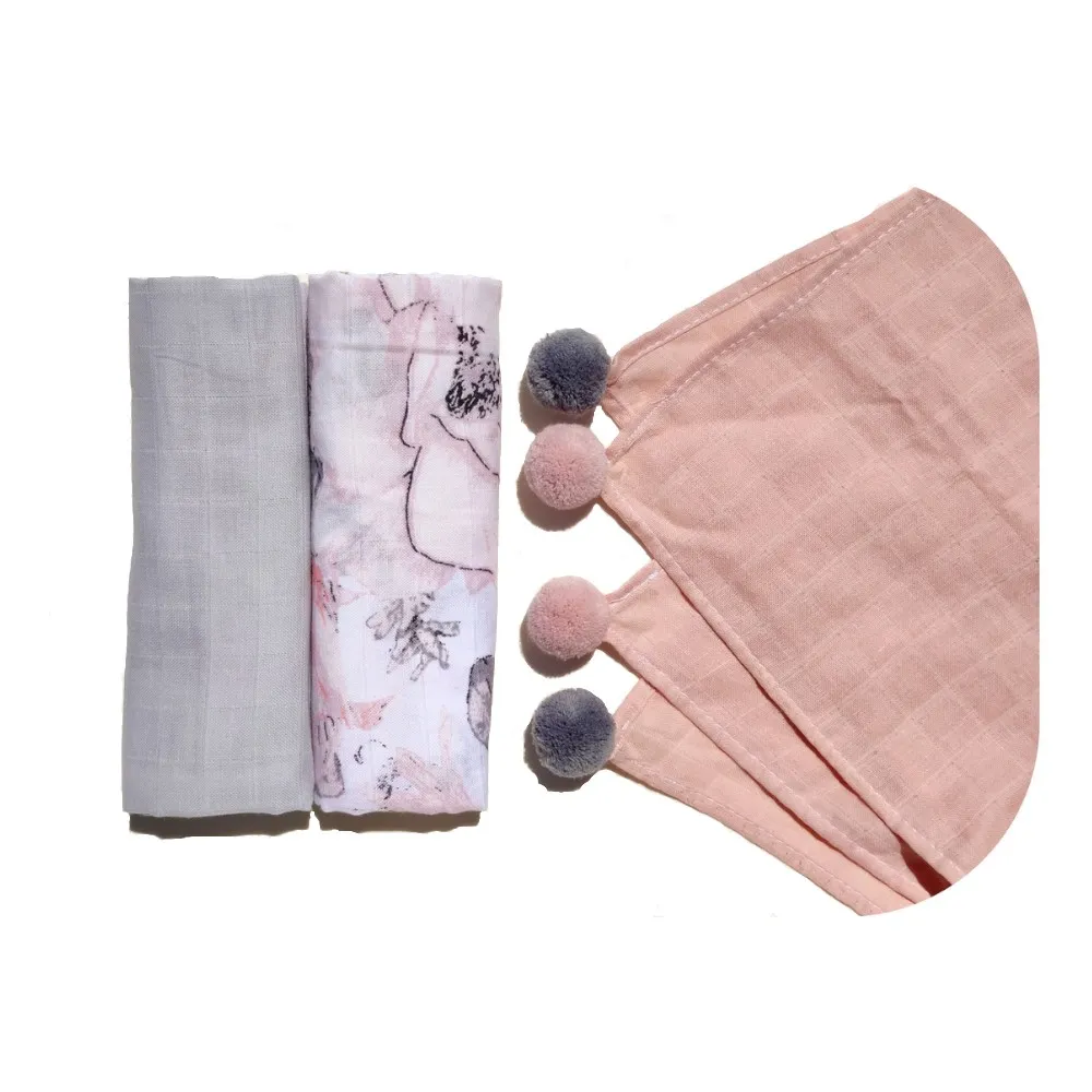 Ensemble de 3 pièces de Langes en Mousseline pink – rose