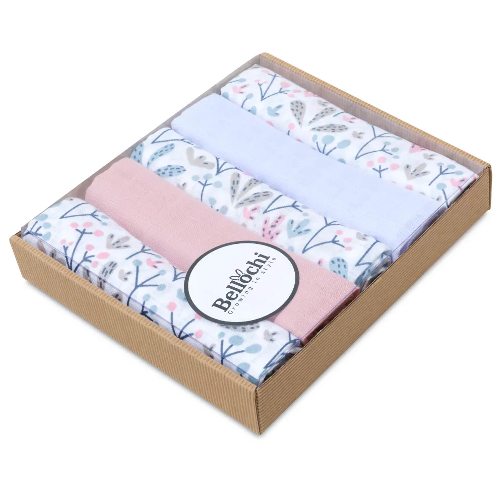 Ensemble de 5 pièces de Langes en Mousseline Rowanberry 60×80 cm