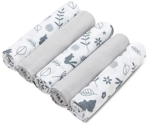 Ensemble de 5 pièces de Langes en Mousseline Secret Forest 60×80 cm